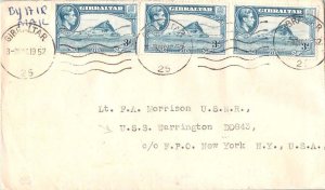 Gibraltar 3d Europa Point (3) 1952 Gibraltar Airmail to U.S.S. Warrington DD-...