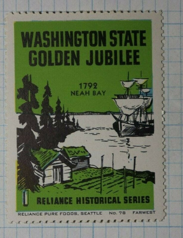 Washington State Golden Jubilee Neah Bay Ship Company Brand Ad Poster Stamp