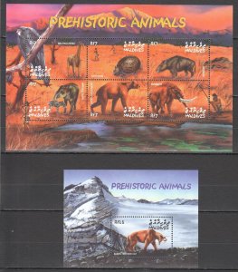 A0881 Maldives Fauna Prehistoric Animals Dinosaurs 1Bl+1Kb Mnh