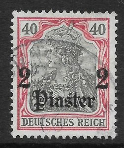 GERMAN P.O.'s IN TURKISH EMPIRE SG40 1905 2pi ON 40pf BLACK & CARMINE USED