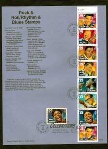 SP1030b Rock & Roll/Rhythm & Blues, Souvenir Page FDC w/plate # (2737b)