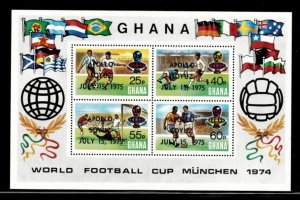 Ghana 1975 - World Football OVPT - Souvenir Stamp Sheet Scott #553 - MNH