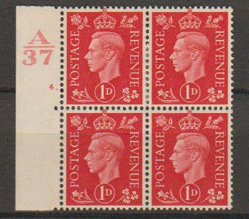 GB George VI  SG 463 Control A37 Cyl 4 Dot