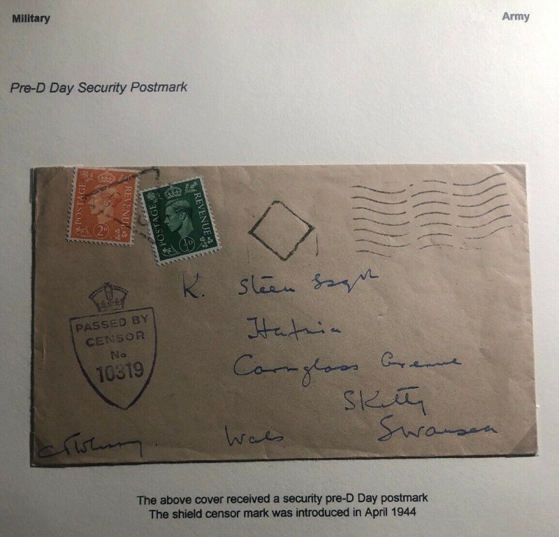1944 England Pre D Day Security Postmark Censored Cover To Swansea