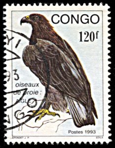 Congo 998, postally used, Cassin's Hawk Eagle