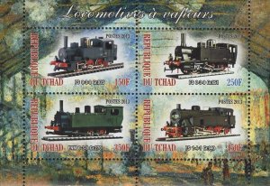 Steam train transportation Souvenir Sheet of 4 Stamps Mint NH