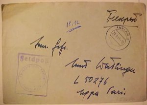 GERMANY FELDPOST TO PARIS 27SE 43 #L50276