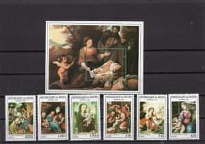 BENIN 1996 CHRISTMAS PAINTINGS SET OF 6 STAMPS & S/S MNH