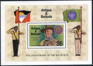 Antigua 671, MNH. Michel Bl.64. Boy Scouts-75, 1982. Lord Baden-Powell.