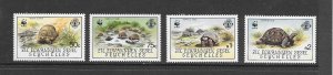 TURTLES - ZIL ELWANNYEN SESEL #131-4  WWF (NO CIRCLE AROUND WWF EMBLEM)   MNH