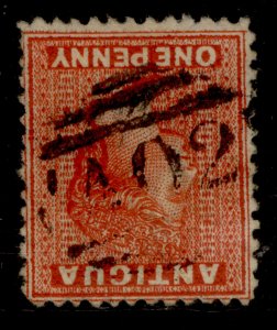 ANTIGUA QV SG14w, 1d scarlet, FINE USED. Cat £65. WMK REVERSED