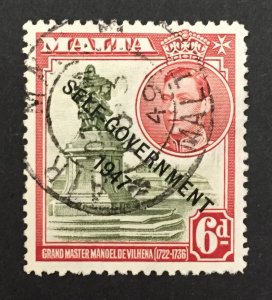 Malta 1948 #216, Statue O/P, Used.