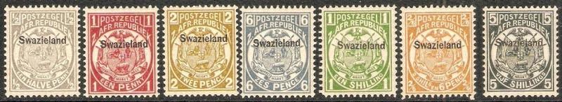 Swaziland Scott 1889 1-7 overprint on Transvaal Stamps MNH