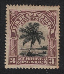 Cook Is. RAROTONGA 3d Palm tree 1920 MH SG#73 MI#17