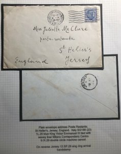 1929 Milan Italy Cover To St Heliers Jersey Channel Islands England