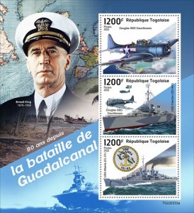 TOGO - 2022 - Guadalcanal Campaign - Perf 3v Sheet - Mint Never Hinged