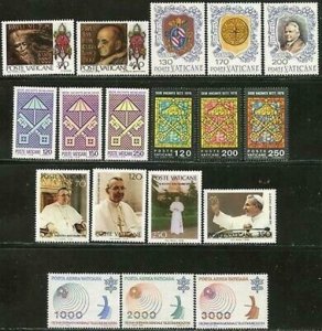 VATICAN Sc#630-644, C63-C65 Six Sets 1978 Year Complete Mint OG NH