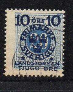 Sweden Sc B17 1916 10 ore + 20 ore  militia stamp used