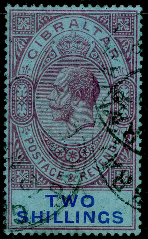 GIBRALTAR SG99a, 2s reddish purple & blue/blue, FINE used. Cat £45.