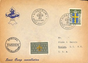 Sweden 1955 Swedish Scout Union poster stamp on cover US Boy Scouts Scouting (5)
