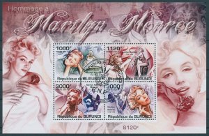 Burundi 2011 CTO Marilyn Monroe Stamps Celebrities Actresses Movies Film 4v M/S