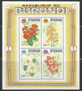 BURUNDI 666f MNH FLOWERS SOUVENIR SHEETS 1992