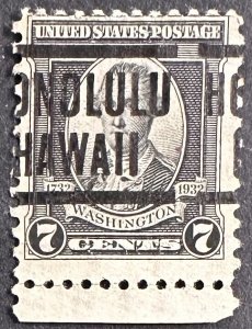 US #712 Used 7c Washington w/Honolulu Hawaii Precancel 1932 [B4.7.2]