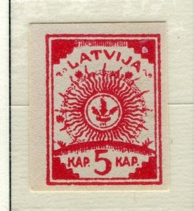 LATVIA; 1919 early classic Imperf local issue fine Mint hinged 5k. value