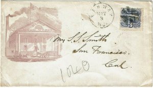 1870's Rahway, NJ cancel on advertising cover for Rahway Wood Works 3c Scott 114