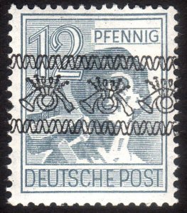 1948, Germany American-British Occ., Inv. Overprint, 12pf, MNH, Sc 604, Mi 40IK