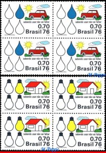 1423-24 BRAZIL 1976 ENERGY CONSERVATION, ELECTRICITY OIL, MI# 1519-20, BLOCK MNH