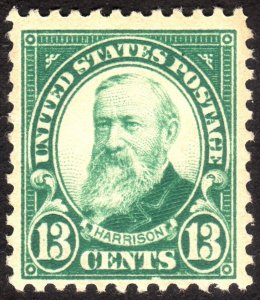 1926, US 13c, Harrison, MH, Plate flaw on bottom frame line, Sc 622