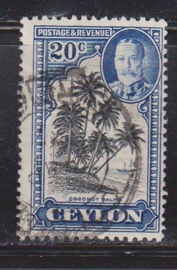 CEYLON Scott # 270 Used - KGV & Coconut Palms