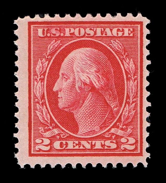 GENUINE SCOTT #406 VF MINT PRISTINE OG NH 1912 2¢ CARMINE TYPE-II - ESTATE SALE