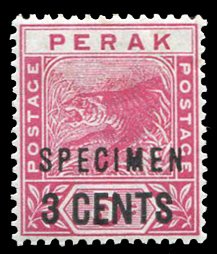 Malayan States - Perak #46S (SG 65s) Cat£35, 1895 3c on 5c rose, overprinted...