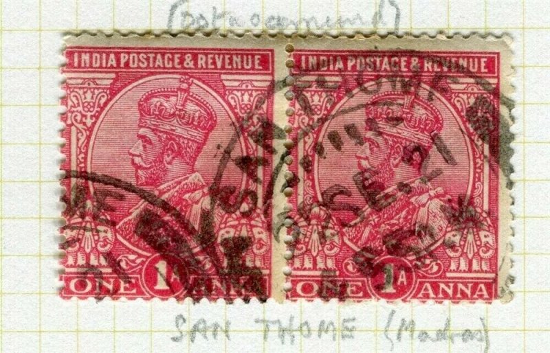 INDIA; POSTMARK fine used cancel on GV issue, San Thome Madras