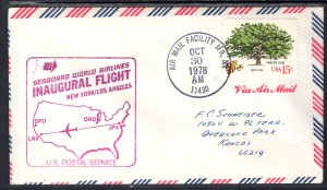 US NY to Los Angeles Seaboard World Airlines 1978 First Flight Cover