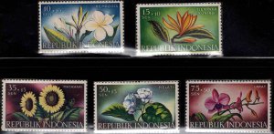 Indonesia Scott B104-108 MNH** 1957 Flower semi-postal set