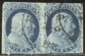 U.S. #7 Used VF Pair - 1c Blue, Type II