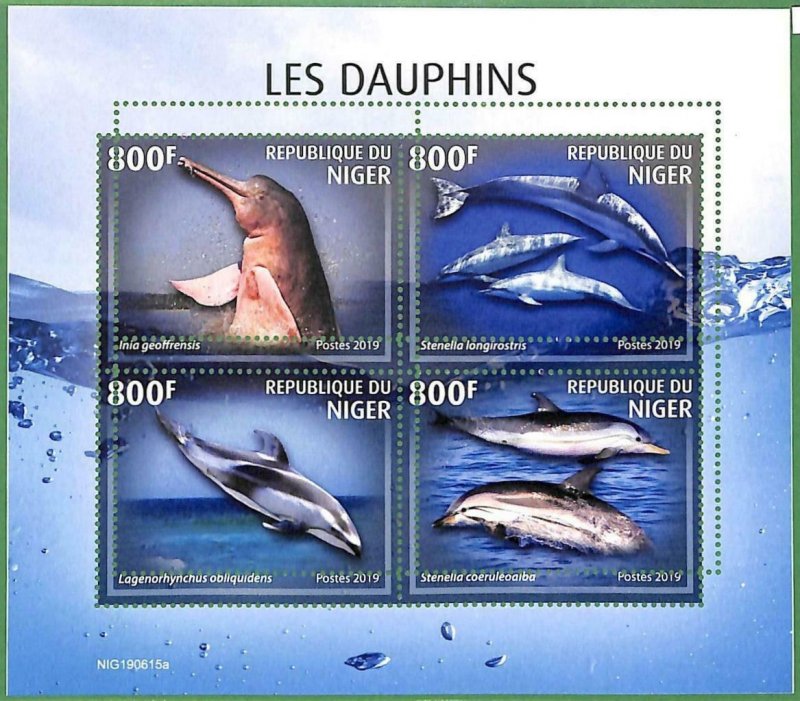 A2425 - NIGER- ERROR: MISPERF, Miniature s - 2019, Dolphins, Marine life