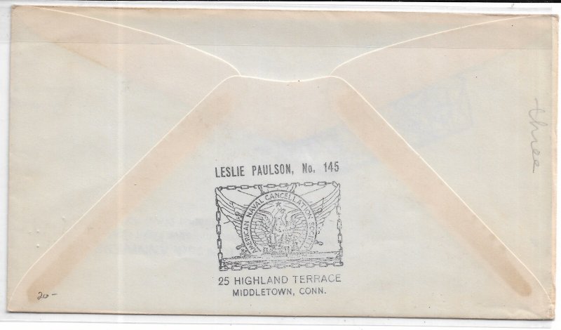 1935 USS Arizona BB-39 to Los Angeles, Ca ANCS 145 cachet (N9309)