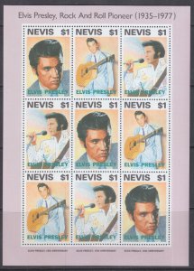 NEVIS Sc #776a-c MNH CPL SHEETLET of 3 sets X 3 DIFF ELVIS PRESLEY