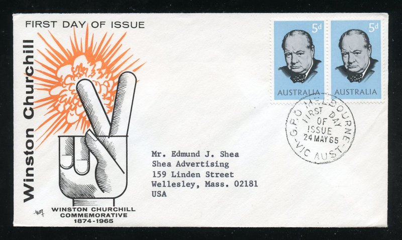 Australia Scott 389 Sir Winston Churchill Addr Marg cachet FDC