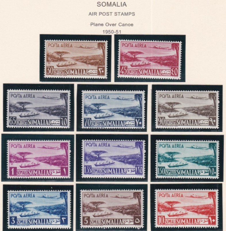 Somalia # C17-27, Plane over Canoe, Mint NH, 1/2 Cat.