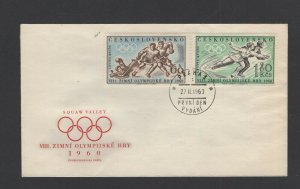 Czechoslovakia #965-66 (1960 Winter Olympics set)  unaddressed cachet FDC