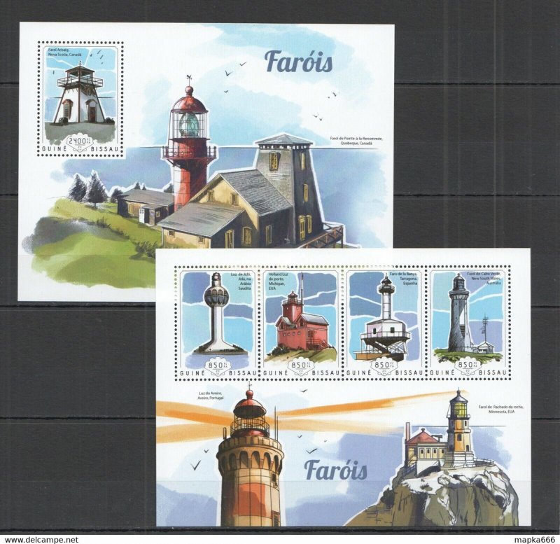 2014 Guinea-Bissau Marine Life Lighthouses Kb+Bl ** Stamps St1127