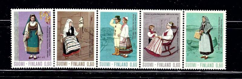 Finland 533-37 MNH 1973 Strip of 5 been folded