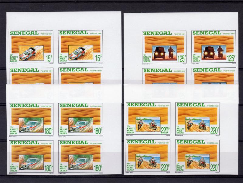 Senegal 1991 Sc#910/913 Paris-Dakar Rally Set Imperforated Block of 4 MNH