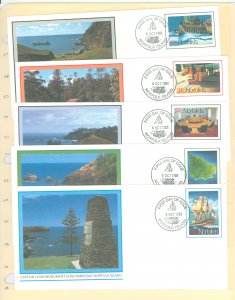 Norfolk Island  1981 5 different Postal Stationery U/A FDCs. Scenes.