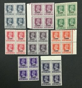 MOMEN: INDIA CHAMBA SG #O72/O82 BLOCKS 1941 MINT OG NH LOT #193643-2324